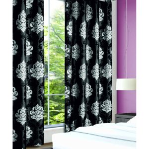 Draperie cu bride — negru — 140 × 245 cm