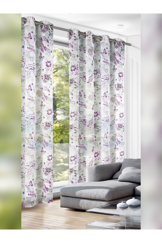 Draperie Cu Inele Grau-Lila 280X140Cm