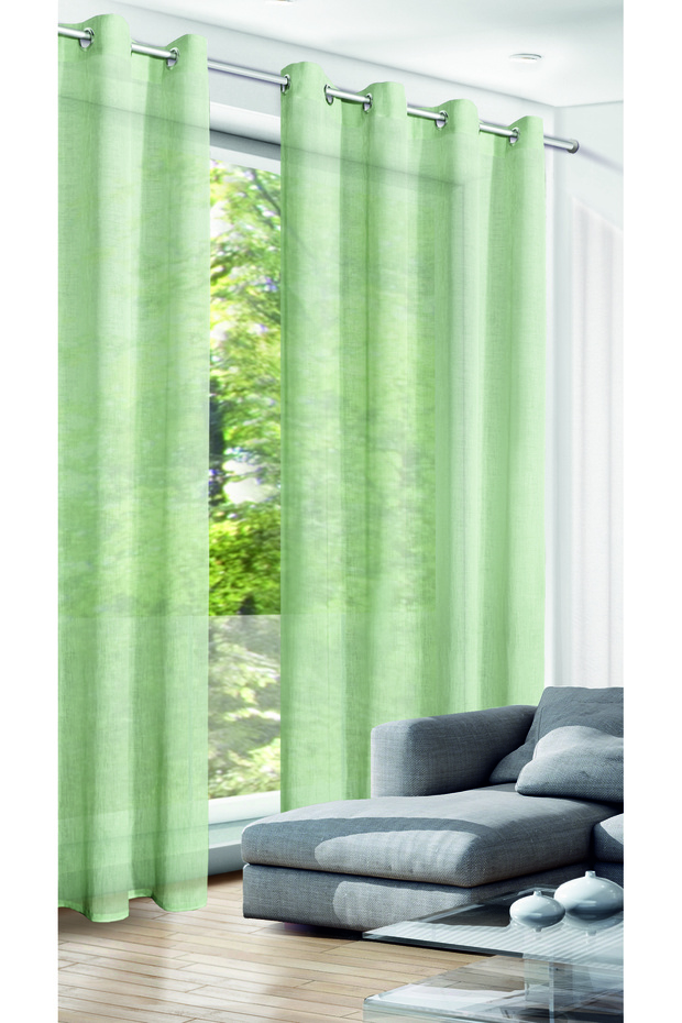 Draperie cu inele — verde — 140 × 280 cm