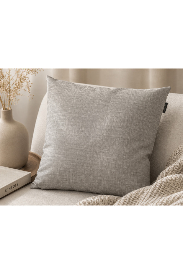 Față de pernă decorativa — gri — 40 × 40 cm