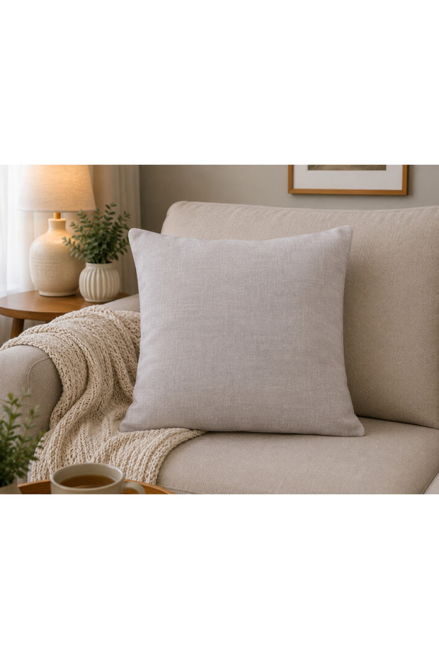 Față de pernă decorativa — gri — 38 × 38 cm