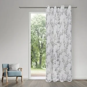 Perdea cu inele și imprimeu gri deschis – 140 × 245 cm