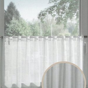 Perdea de bucătărie — alb — 50 × 140 cm